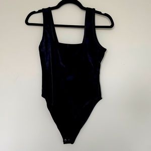 Faux black leather bodysuit